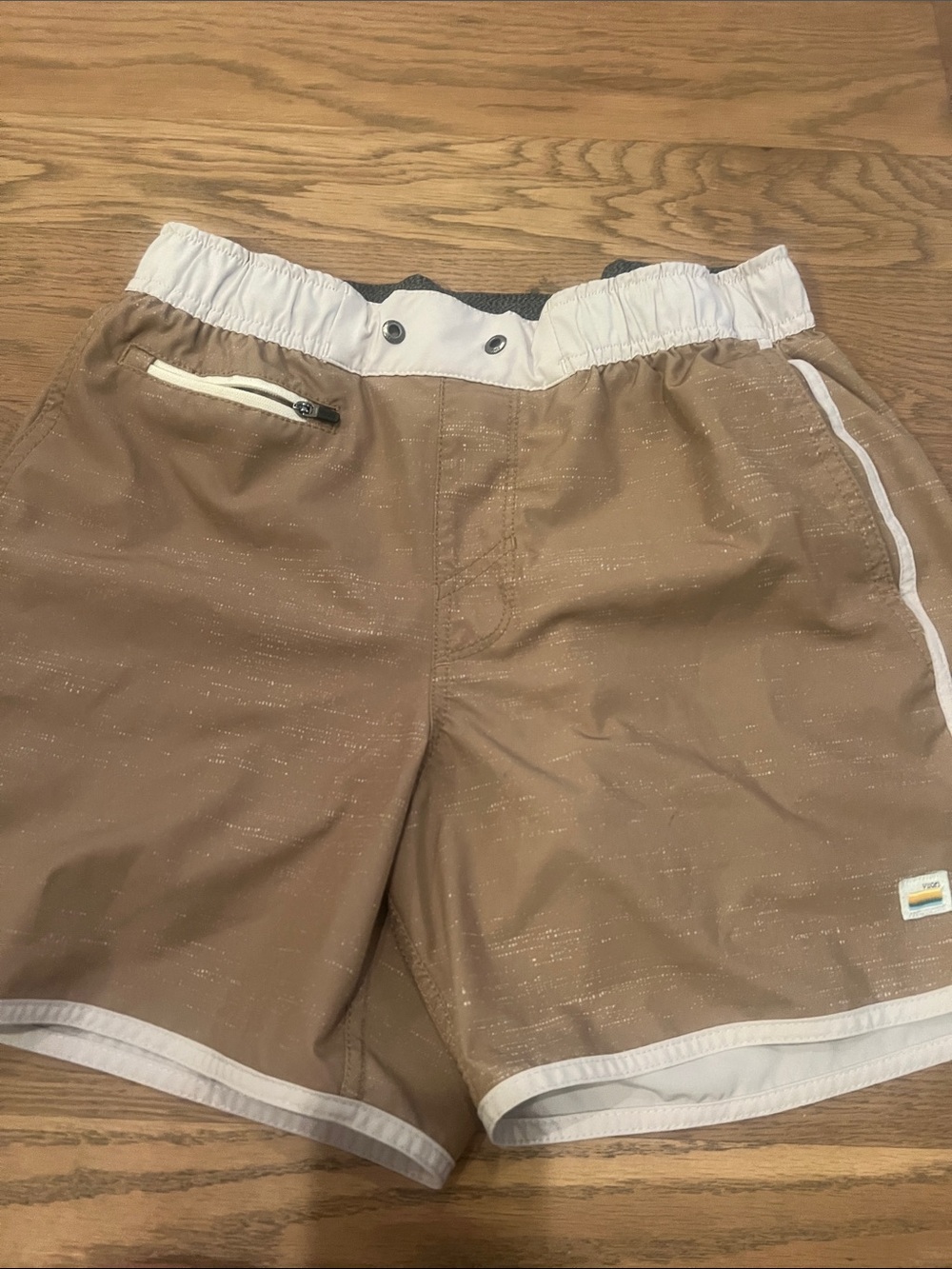 Vuori Men's Tan Hybrid Shorts with White Trim